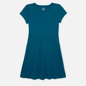 Wonder Nation Girls SIZE Small 6/6x Short Sleeve Play Dress with Pockets Teal